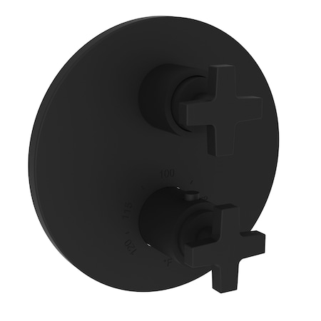 Newport Brass 1/2" Round Thermostatic Trim Plate With Handle in Flat Black 3-2983TR-56